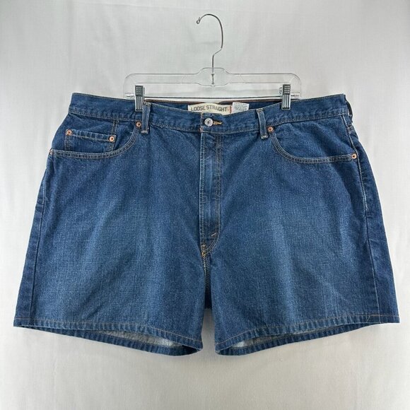 Levi's 569 Loose Straight Boyfriend Jean Shorts Womens W44 High Rise Denim Blue - Picture 1 of 9